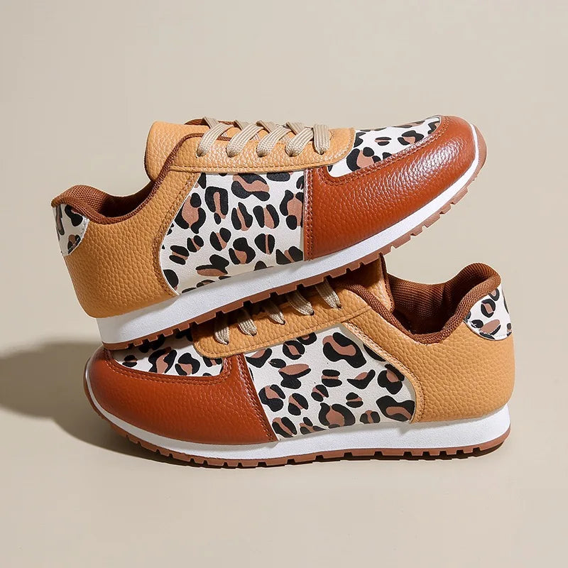 Leopard Print Leather Sneakers