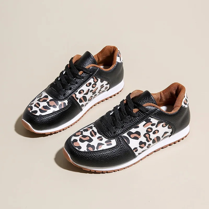 Leopard Print Leather Sneakers