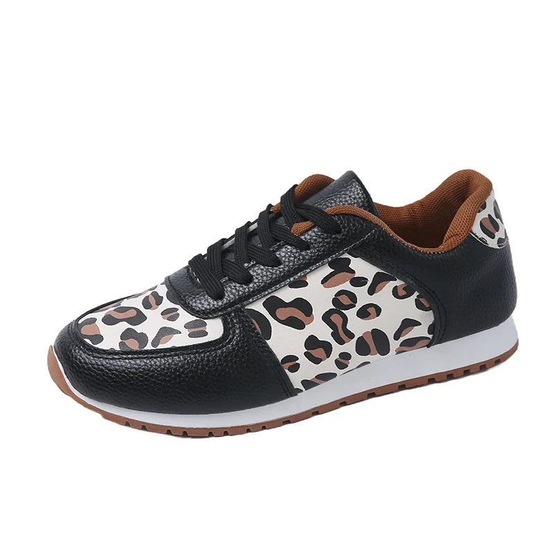 Leopard Print Leather Sneakers