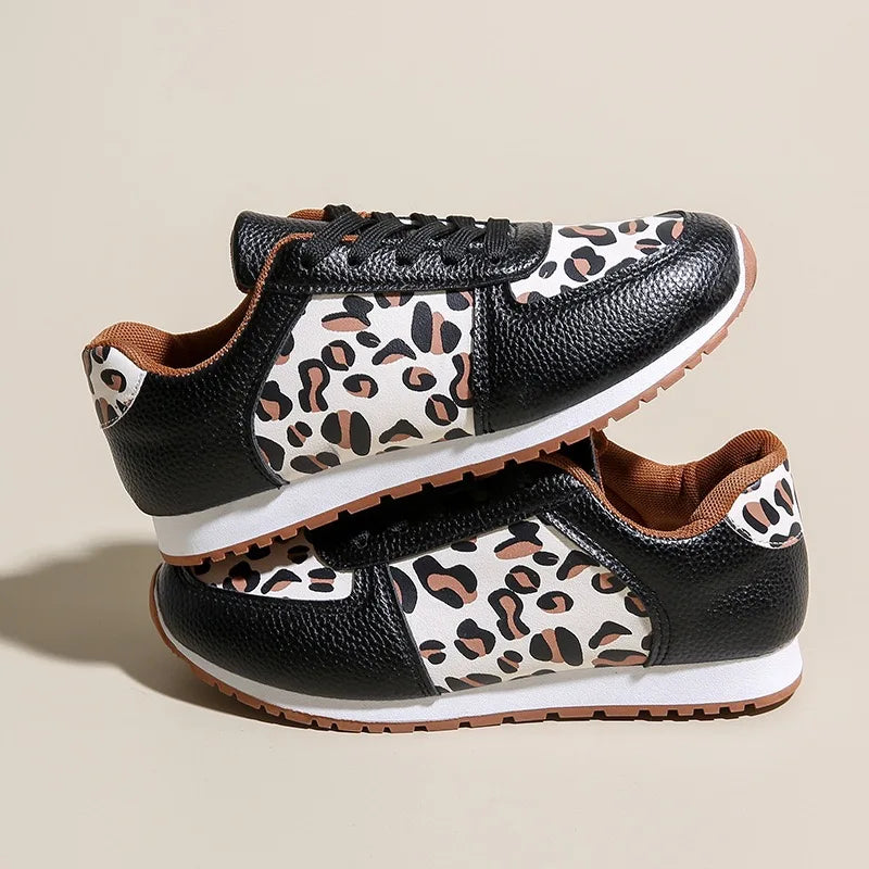 Leopard Print Leather Sneakers